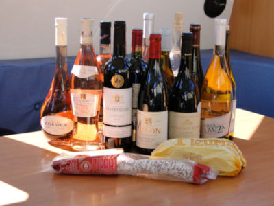 Our daily supply of wine, cheese and saucisson