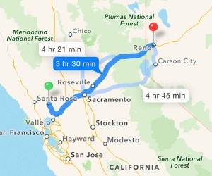 Day 1: Yountville, CA to Reno, NV