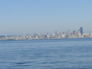 Seattle skyline entering Eagle Harbor, Bainbridge Island