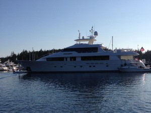 Mega yacht moored at Roche Harbor