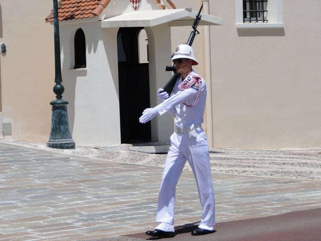 One of the 80 members of the Monaco military guarding the Price from invading tourists