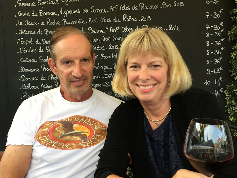 Henry Warner and Jill Lehman at dinner in Villefranche-sur-Mer