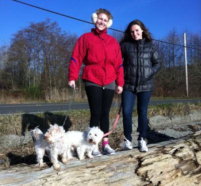 Walking on Bainbridge Island with Lindsay, Christina and Winslow