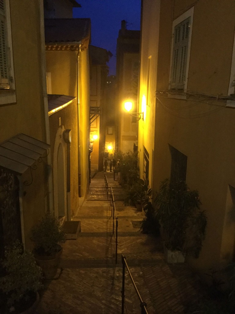 Night time in Villefranche-sur-Mer next to our apartment
